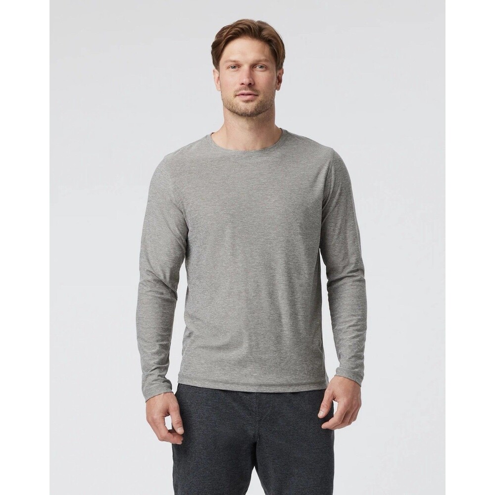 Vuori Men’s Long Sleeve Strato Tech Tee Athletic Top Heather Grey Activewear Med